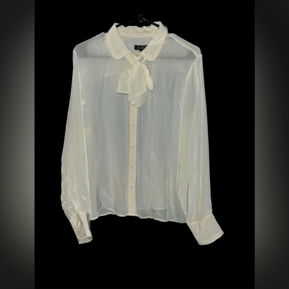J. Crew Removable tie-neck button-up shirt in crepe de chine XL NWT